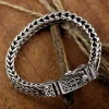 bracelets vintage en argent 925, chaîne en os de dragon, tissage pour femmes et hommes, double boucle à chaînes, peut porter des bijoux de banquet