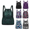 Sac à dos de poche à cordon de serrage, nouveau sac de sport de voyage, Fitness, grande capacité, fleur, Style ethnique, imperméable, épaules en Nylon Sac à dos de poche à cordon de serrage, nouveau sac de sport de voyage, Fitness, grande capacité, fleur, Style ethnique, imperméable, épaules en Nylon