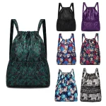 Sac à dos de poche à cordon de serrage, nouveau sac de sport de voyage, Fitness, grande capacité, fleur, Style ethnique, imperméable, épaules en Nylon