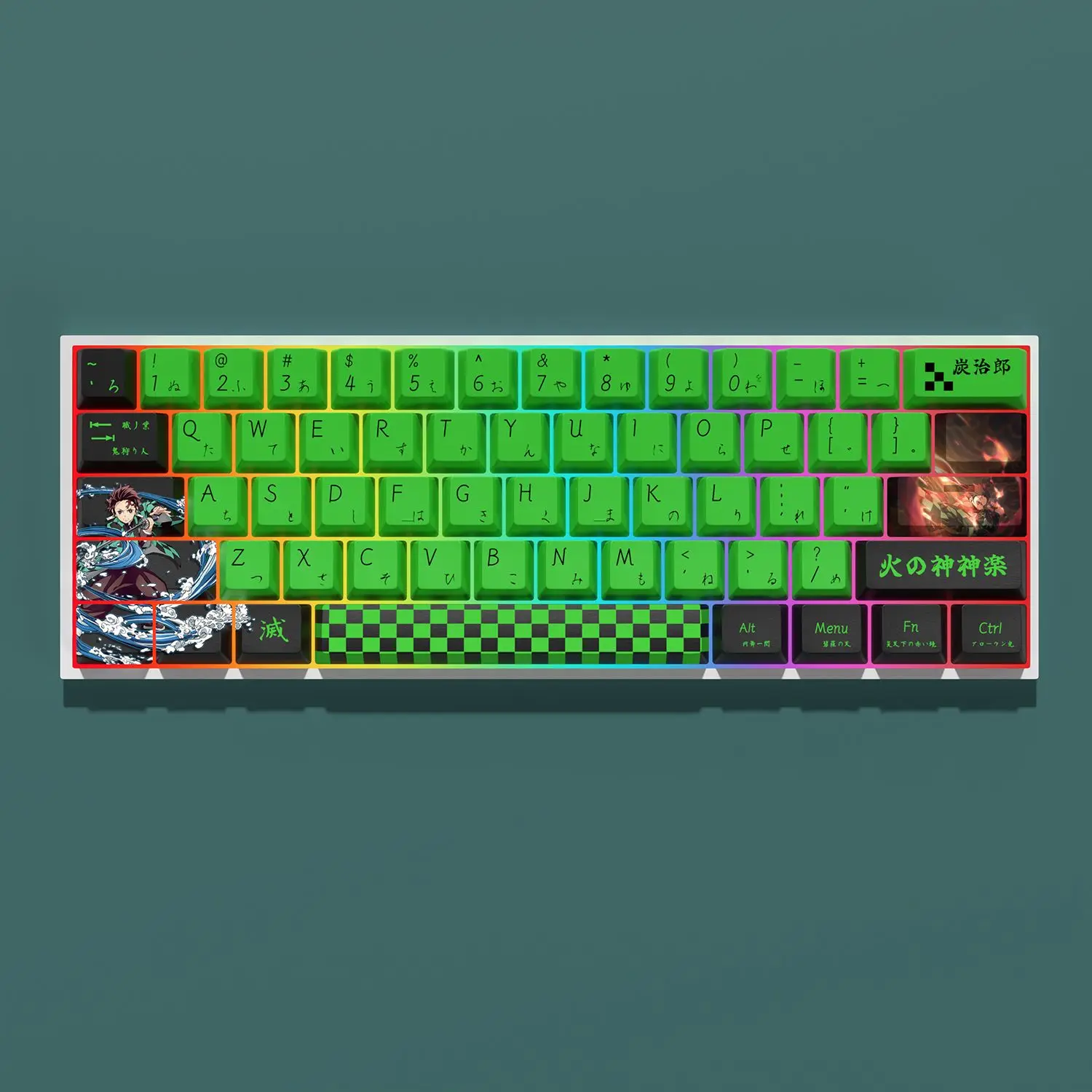 Capuchons de touches de clavier mécanique, thème Demon Slayer, Kanroji Mitsuri, Original, PBT, colorant-Sub, personnalité créative, axe adapté Capuchons de touches de clavier mécanique, thème Demon Slayer, Kanroji Mitsuri, Original, PBT, colorant-Sub, personnalité créative, axe adapté