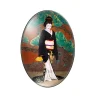 cabochon en verre avec photo ovale à dos pio, magnifique robe de geisha japonaise à la mode, 13x18mm/18x25mm/30x40mm
