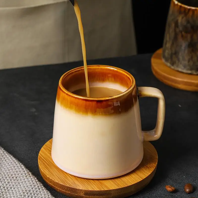 tasse en céramique vintage japonaise, tasse haute capacité, poignée de bureau à domicile pour couple, tasses à café et à thé, couleur sous glaçure, 350ml tasse en céramique vintage japonaise, tasse haute capacité, poignée de bureau à domicile pour couple, tasses à café et à thé, couleur sous glaçure, 350ml