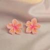boucle d'oreille en résine de fleur de sakura pour femme, rose, aucune fleur, géométrie, doux, mignon, accessoire de bijoux, cadeau de mariage pour fille