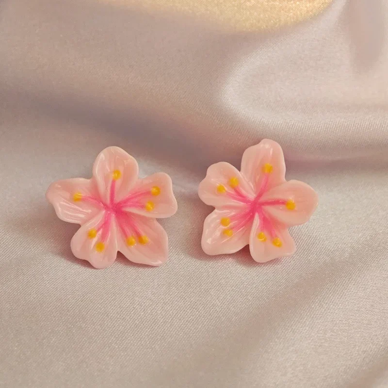 boucle d'oreille en résine de fleur de sakura pour femme, rose, aucune fleur, géométrie, doux, mignon, accessoire de bijoux, cadeau de mariage pour fille boucle d'oreille en résine de fleur de sakura pour femme, rose, aucune fleur, géométrie, doux, mignon, accessoire de bijoux, cadeau de mariage pour fille