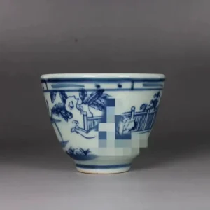 Tasses en porcelaine antiques pour femme et homme de la dynastie Qing, bel service à thé, service à thé bleu et blanc, bol à thé pour cérémonie du thé
