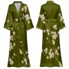 peignoir kimono à manches mi longues de style japonais pour femmes, robe longue femme, chemise de nuit, vêtements de nuit, satin imprimé fleuri, robe en span pour la maison