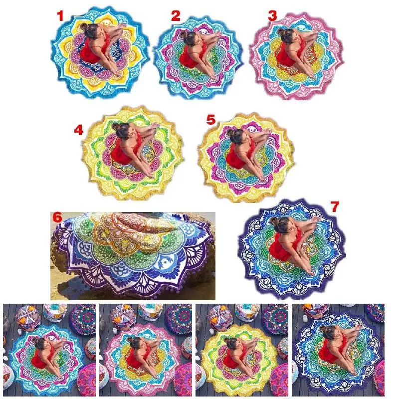 serviette de plage imprimée mandala indien avec pompon, tapisserie murale, cover up bikini en polymères de yoga, décoration d'intérieur serviette de plage imprimée mandala indien avec pompon, tapisserie murale, cover up bikini en polymères de yoga, décoration d'intérieur