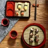 plat à nouilles froides de style japonais avec tapis en bambou, plateau alimentaire à sushi polyvalent, assiette à nouilles soba en plastique à la mode pour restaurant
