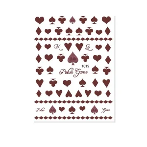 Japonais intéressant adhésif décalcomanies bricolage décoration d&rsquo;ongle manucure Poker Nail Art autocollant cartes à jouer conception