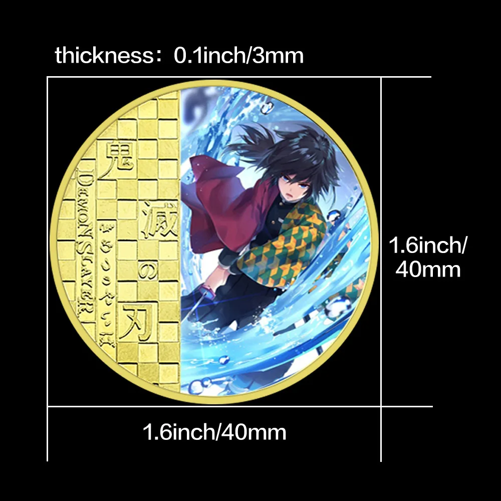 pièce commémorative en or anime demon slayer, kimetsu no yaiba, pièces de monnaie souvenirs en métal, collection d'art manga, ornements, cadeau de décoration artisanale pièce commémorative en or anime demon slayer, kimetsu no yaiba, pièces de monnaie souvenirs en métal, collection d'art manga, ornements, cadeau de décoration artisanale