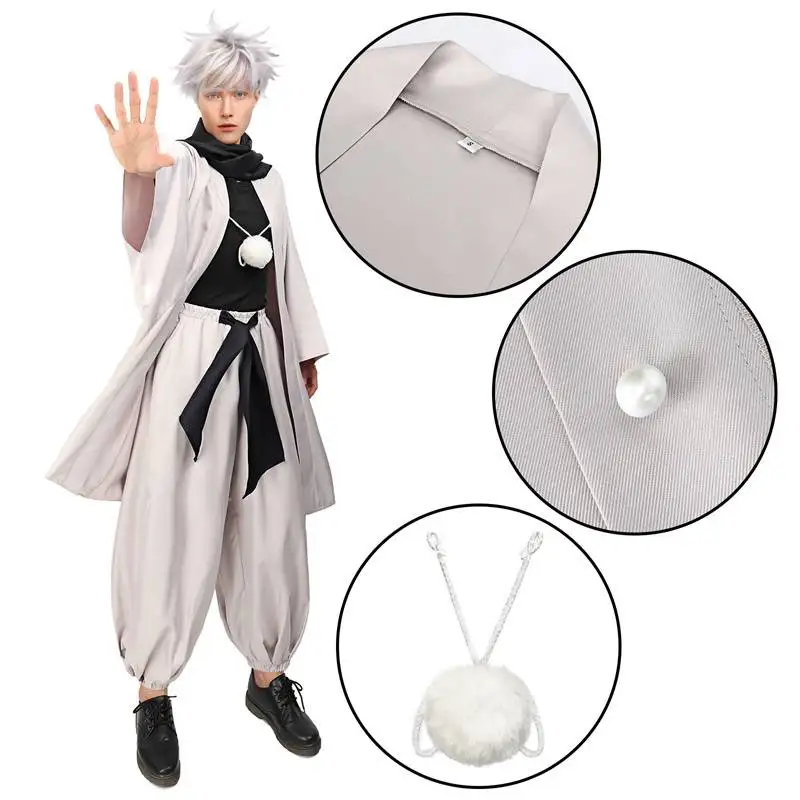 dazcos satoru cosplay haori kimono veste hommes avec écharpe satoru costume tenues pour adultes japon kimono bande dessinée con vêtements de carnaval dazcos satoru cosplay haori kimono veste hommes avec écharpe satoru costume tenues pour adultes japon kimono bande dessinée con vêtements de carnaval