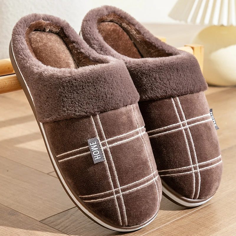 pantoufles de maison à carreaux pour hommes, chaussures chaudes, douces, confortables, antidérapantes, semelle robuste, grande taille 40 50 pantoufles de maison à carreaux pour hommes, chaussures chaudes, douces, confortables, antidérapantes, semelle robuste, grande taille 40 50