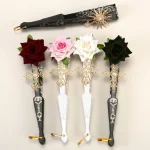 Éventail Pliant en Plastique de Haute Qualité, Accessoires Gothiques pour Cour de Photographie, Lolita, Dentelle, Rose