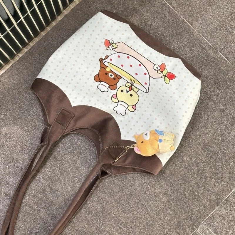 rilakkuma – sac à bandoulière en toile de grande capacité, fourre tout de dessin animé pour les déplacements quotidiens, usage décontracté pour étudiants, cadeaux japonais rilakkuma – sac à bandoulière en toile de grande capacité, fourre tout de dessin animé pour les déplacements quotidiens, usage décontracté pour étudiants, cadeaux japonais