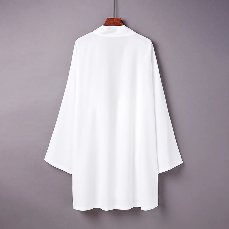 cardigan japonais harajuku haori pour hommes et femmes, chemise de plage blanche, longue, cosplay, noir, streetwear cardigan japonais harajuku haori pour hommes et femmes, chemise de plage blanche, longue, cosplay, noir, streetwear