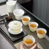 ensemble gaiwan en porcelaine bol blanc tasse à thé domestique service à thé kung fu brassière grand 120ml 240ml