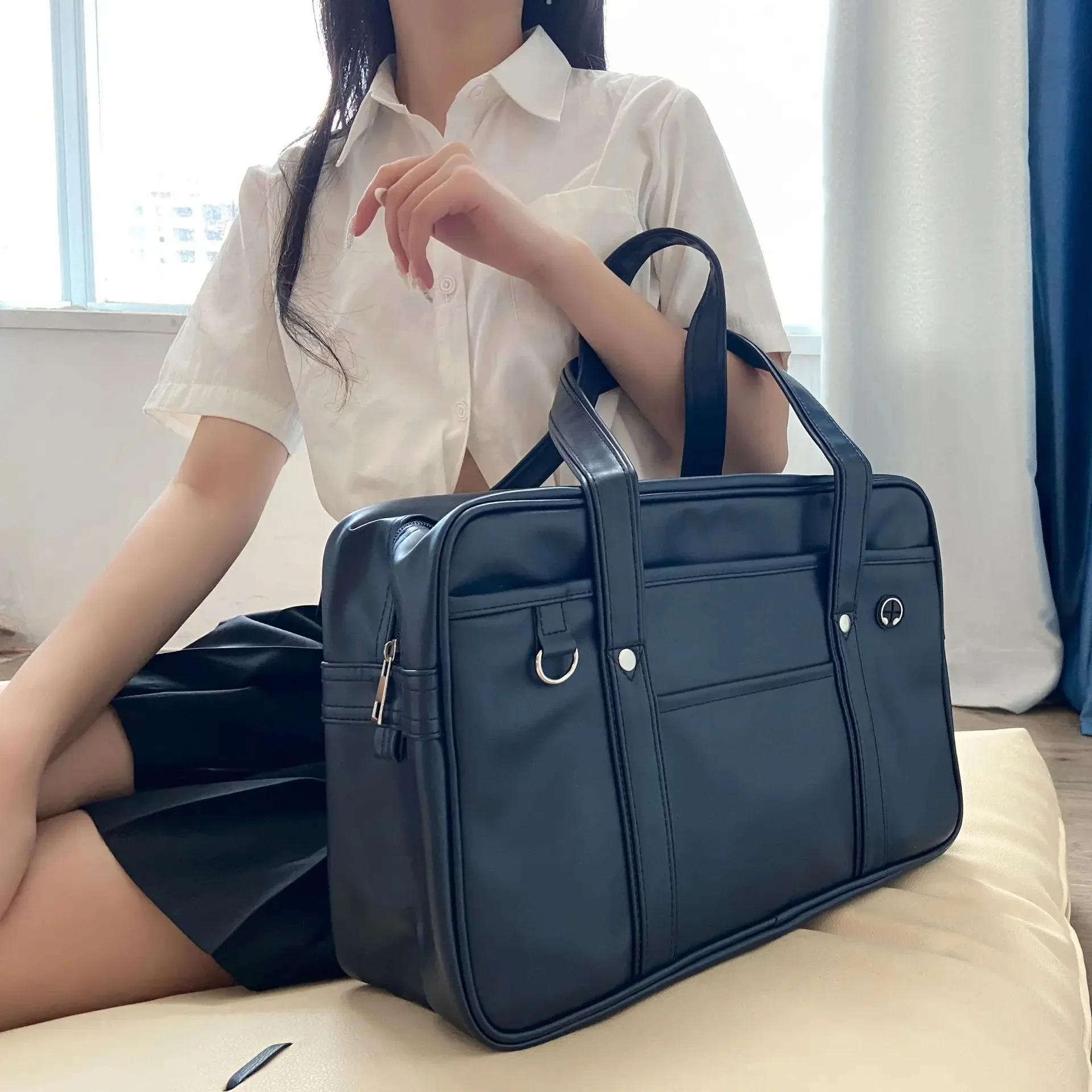 cartable en cuir pu japonais, large application, sac à main japonais, grande capacité, étanche cartable en cuir pu japonais, large application, sac à main japonais, grande capacité, étanche