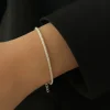 bracelets réglables scintillants couleur argent pour femmes, bracelet fin élégant, nouveaux bijoux cadeaux de fête de mariage