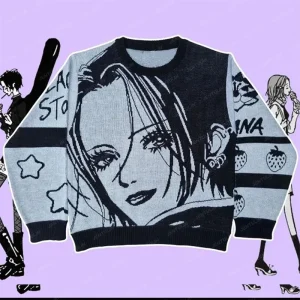Y2K Harajuku-Pull à motif de dessin animé pour filles, pull japonais Anime pour femmes, pull à manches longues, sweat-shirt gothique rétro des années 2000 Y2K Harajuku-Pull à motif de dessin animé pour filles, pull japonais Anime pour femmes, pull à manches longues, sweat-shirt gothique rétro des années 2000
