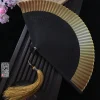 Éventail pliant de style japonais edo, kimono féminin, véritable petite fleur sculptée, nickel é, blanc, doré