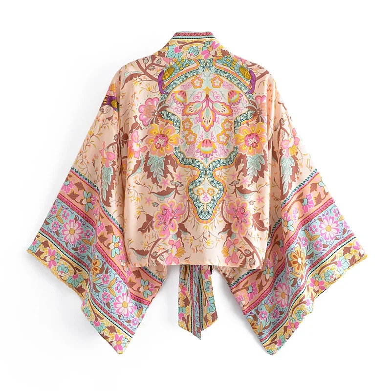 boho queens vintage imprimé fleuri ceintures court kimono femmes nouvelle mode col en v manches chauve souris dames robe de plage couvertures boho queens vintage imprimé fleuri ceintures court kimono femmes nouvelle mode col en v manches chauve souris dames robe de plage couvertures