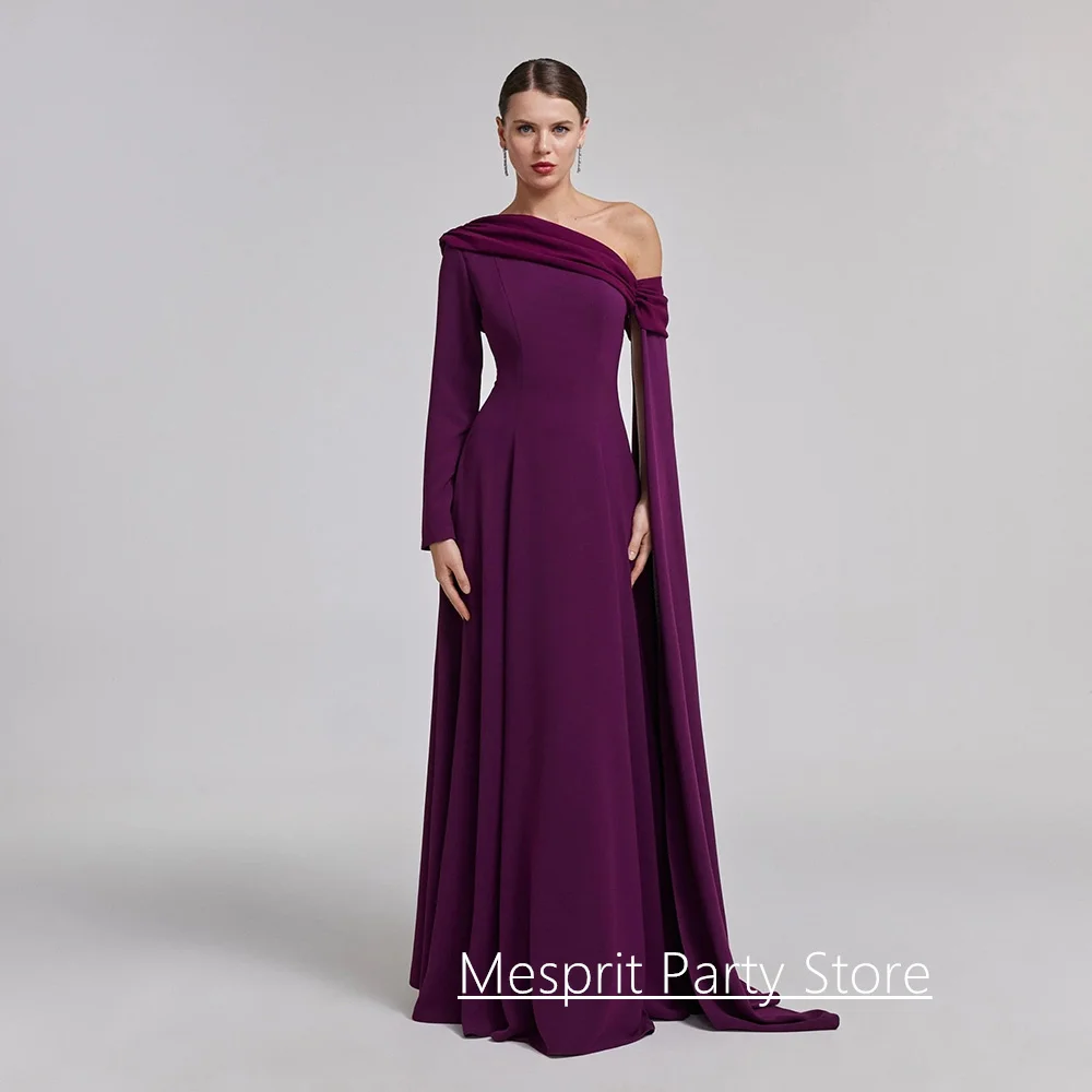 robe de soirée violette personnalisée, asymétrique épaule dénudée, manches longues, longueur au sol, ligne a, robes de bal formelles, robes de fête de mariage robe de soirée violette personnalisée, asymétrique épaule dénudée, manches longues, longueur au sol, ligne a, robes de bal formelles, robes de fête de mariage