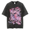 Anime japonais Nana Osaki imprimé Vintage lavé T-Shirt Harajuku Streetwear graphique T-Shirt été à manches courtes coton T-Shirt