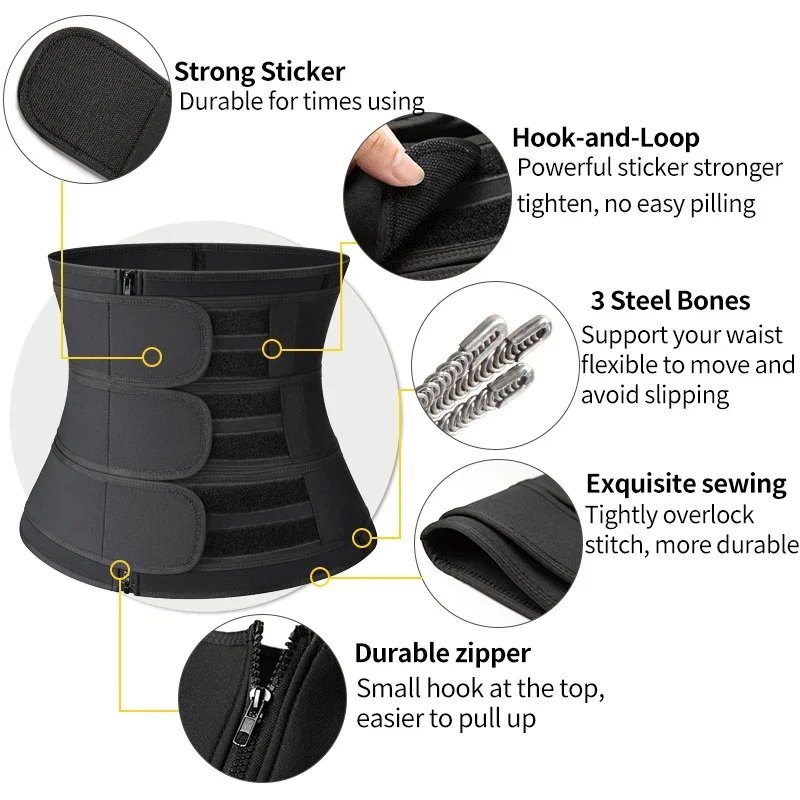 ceinture d'entraînement de taille pour hommes, pour perte de poids, en néoprène, modelant le corps, sauna, entraînement, sueur, ceinture abdominale avec doubles sangles, vêtements modelants ceinture d'entraînement de taille pour hommes, pour perte de poids, en néoprène, modelant le corps, sauna, entraînement, sueur, ceinture abdominale avec doubles sangles, vêtements modelants