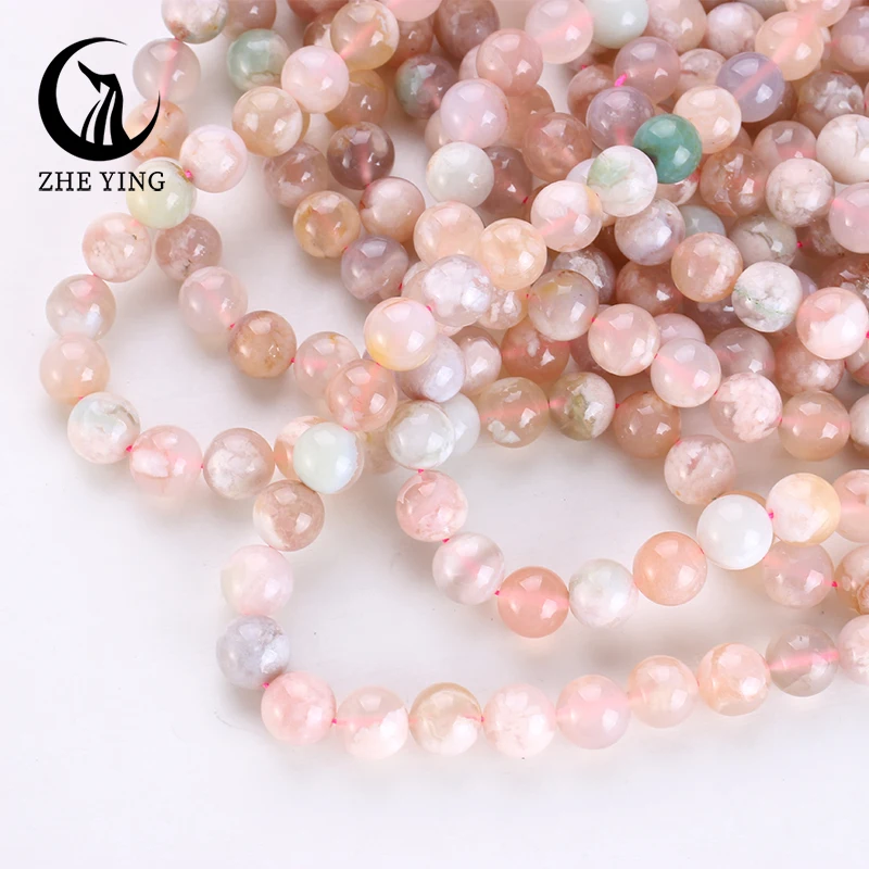 perles d'agate de fleur sakura naturelles bon marché, rondes et lisses, pour la fabrication de bracelets, accessoires de bijouterie à faire soi même, 6, 8, 10mm perles d'agate de fleur sakura naturelles bon marché, rondes et lisses, pour la fabrication de bracelets, accessoires de bijouterie à faire soi même, 6, 8, 10mm