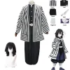 Halloween Perruque de Costume de Cosplay Kimono tueur de démons Kimetsu No Yaiba Iguro Obanai Haori, accessoires de serpent blanc