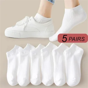 5 paires/pack chaussettes femmes coton Invisible absorbant la sueur filles Tube bas bateau chaussettes EU 36-42