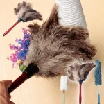 Plumeau en poils d&rsquo;autruche antistatique, brosse à poussière de voiture, balayeuse, nettoyeur de meubles, manche en bois domestique, vadrouille à plumes, livres