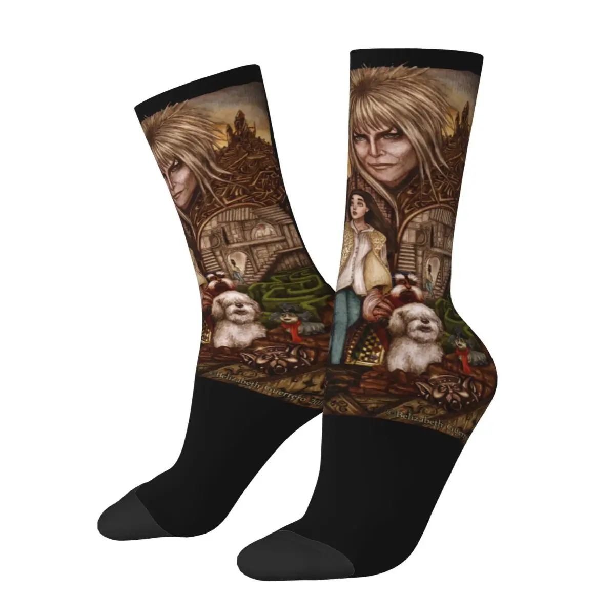 Chaussettes de basket-ball unisexes colorées, chaussettes de labyrinthe, film de culte, Davids Bowies, Non-ald, automne, hiver, années 1980 Chaussettes de basket-ball unisexes colorées, chaussettes de labyrinthe, film de culte, Davids Bowies, Non-ald, automne, hiver, années 1980