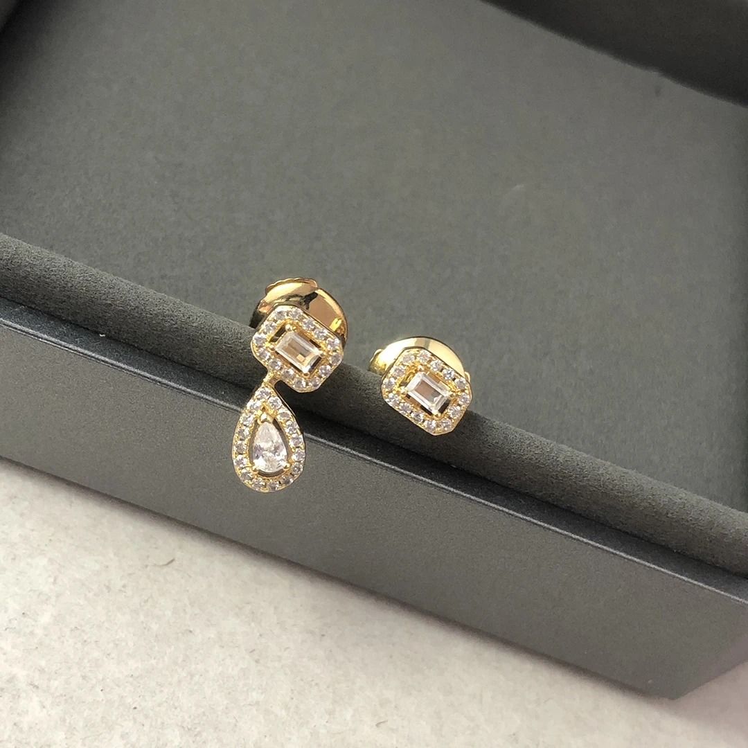 boucles d'oreilles asymétriques géométriques incrustées pour femmes, bijoux à la mode en argent sterling 925, cadeaux de fête et de vacances classiques. boucles d'oreilles asymétriques géométriques incrustées pour femmes, bijoux à la mode en argent sterling 925, cadeaux de fête et de vacances classiques.