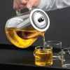 théière en verre résistante à la chaleur, bouilloire à thé avec infuseur amovible en acier inoxydable, service à thé kungfu pour thé vert, thé aux fruits, 1 pièces