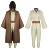 obi wan kenobi costume jedi chevalier tunique vêtements costume robe cape à capuche uniforme ensemble complet adulte hommes halloween cosplay vêtements