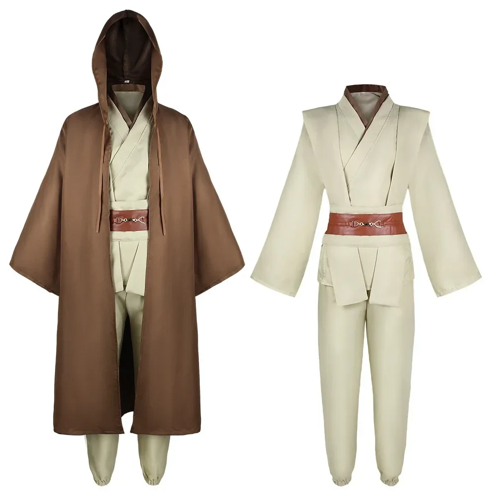obi wan kenobi costume jedi chevalier tunique vêtements costume robe cape à capuche uniforme ensemble complet adulte hommes halloween cosplay vêtements obi wan kenobi costume jedi chevalier tunique vêtements costume robe cape à capuche uniforme ensemble complet adulte hommes halloween cosplay vêtements