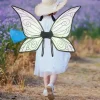 ailes de princesse papillon dégradées scintillantes, ailes de papillon féeriques colorées en organza, sangles élastiques, ailes de cosplay faites à la main