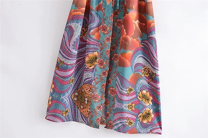 robe kimono à manches chauve souris et col en v pour femme, tenue de plage, style bohème, imprimé floral, Étoile, pour dîner, Été robe kimono à manches chauve souris et col en v pour femme, tenue de plage, style bohème, imprimé floral, Étoile, pour dîner, Été