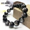 bracelet en obsidienne en argent naturel, modèles pour hommes et femmes, double yeux de chat, argent, obsidienne, or, amulette porte bonheur, ficelle à main