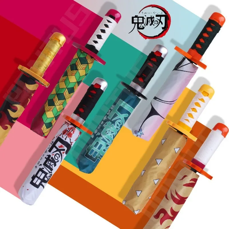 Demon Slayer Kokushibo Katana parapluie 3 plis Kimetsu No Yaiba Tanjirou Anime épée parapluie Portable coupe-vent équipement de pluie Demon Slayer Kokushibo Katana parapluie 3 plis Kimetsu No Yaiba Tanjirou Anime épée parapluie Portable coupe-vent équipement de pluie