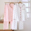 Coton fleur impression décontracté maison femmes vêtements de nuit Style Simple mince été et automne pantalon pyjamas ensemble pour les femmes Coton fleur impression décontracté maison femmes vêtements de nuit Style Simple mince été et automne pantalon pyjamas ensemble pour les femmes
