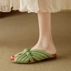 pantoufles tissées à bout ouvert pour femmes, sandales d'été polyvalentes à talons bas, paresseuses, confortables, chaussures décontractées en pain, chaussures de plage pour vacances en plein air