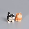 mini chien shiba inu en bois fait à la main, petit chien akita, husky, chat, figurine intensifié, décoration de bureau, artisanat, cadeau, mignon