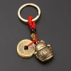 porte clés de voiture chat porte bonheur vintage pur fait à la main, porte bonheur cinq empereurs, pièces de monnaie feng shui, porte clés porte bonheur solide, 1 pièce