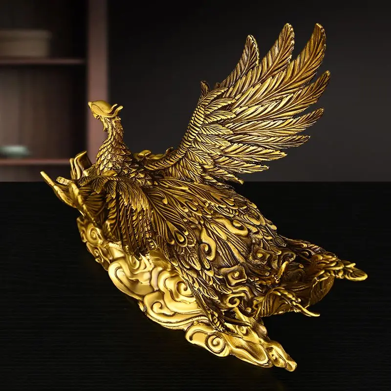 ornement de phénix entièrement en cuivre, décorations de pendaison de crémaillère pour salon, décor de bon augure ornement de phénix entièrement en cuivre, décorations de pendaison de crémaillère pour salon, décor de bon augure
