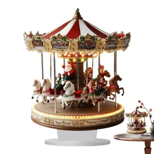 Décoration traditionnelle de carrousel de Noël, maison de village, manège