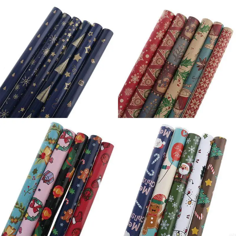 Papier d’emballage noël 367A, 6 pièces, cadeau, emballage flocons neige, décor d’enveloppe bonhomme neige du Papier d’emballage noël 367A, 6 pièces, cadeau, emballage flocons neige, décor d’enveloppe bonhomme neige du