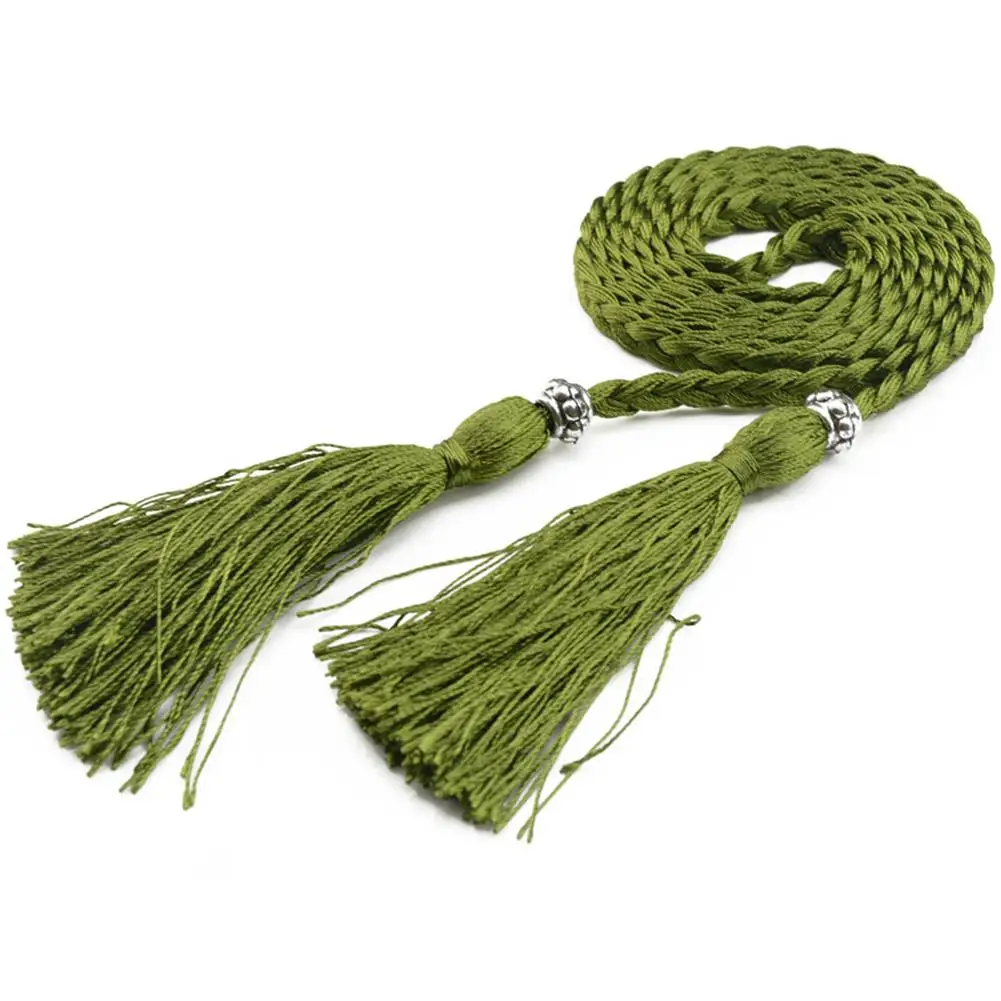 ceinture à pampilles tissées de style chinois tressé pour femmes, ulde taille, nœud coloré décoré, robe féminine, accessoires de manteau, jofemale ceinture à pampilles tissées de style chinois tressé pour femmes, ulde taille, nœud coloré décoré, robe féminine, accessoires de manteau, jofemale