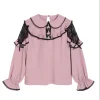 y2k bow blouse à volants femmes japonais jk kawaii dentelle chemise à volants harajuku mignon haut pour femme 2025 élégant lolita blusas camisas